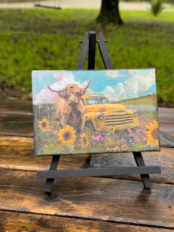 Highland Cow / Yellow Truck