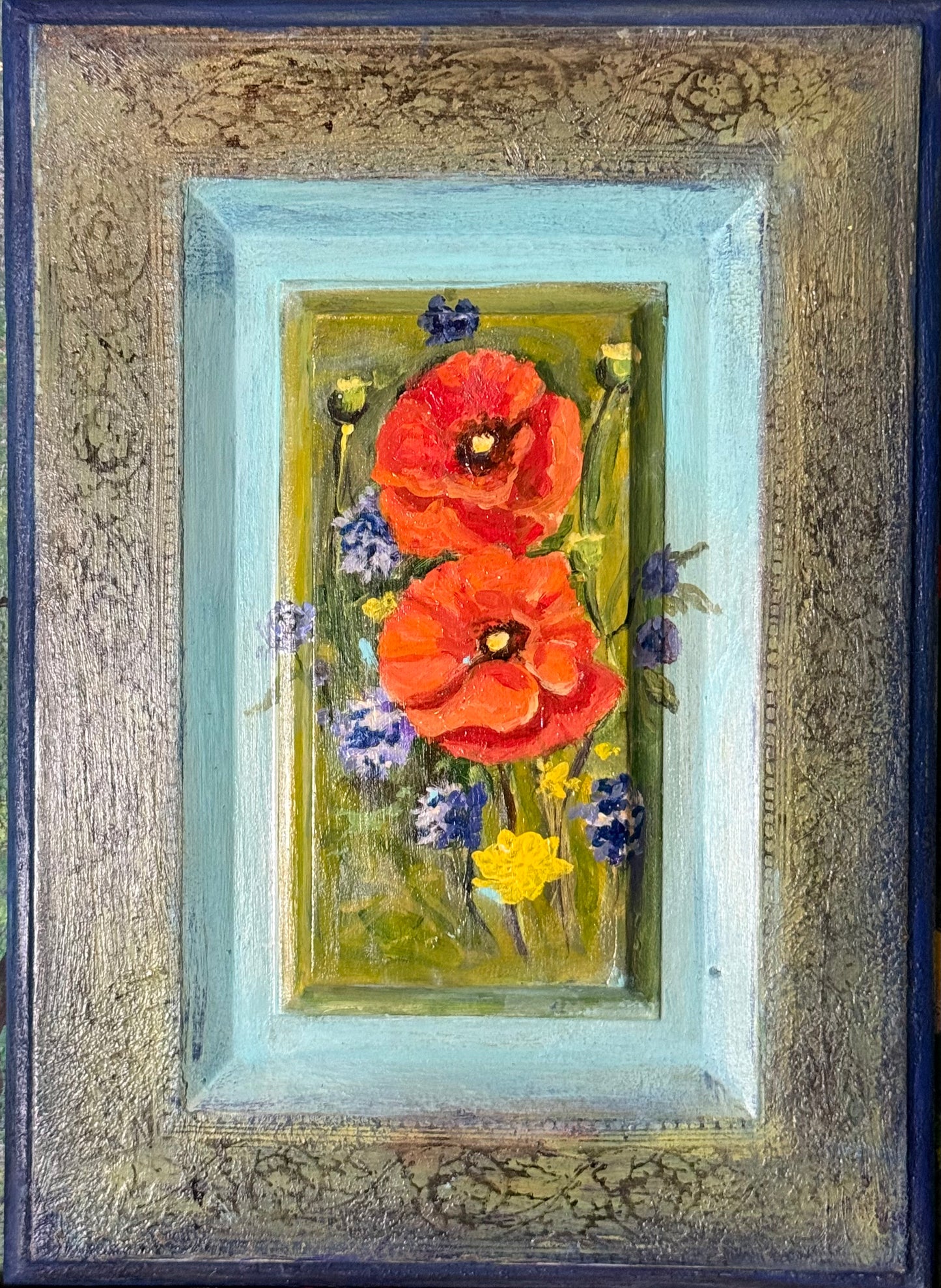Poppies! 11x14 acrylic on raised panel board