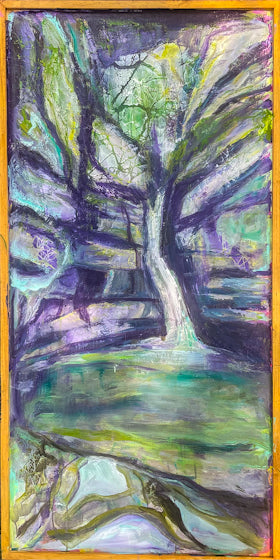 Thunder Canyon Falls 24 X 48 on Wood Panel - framed