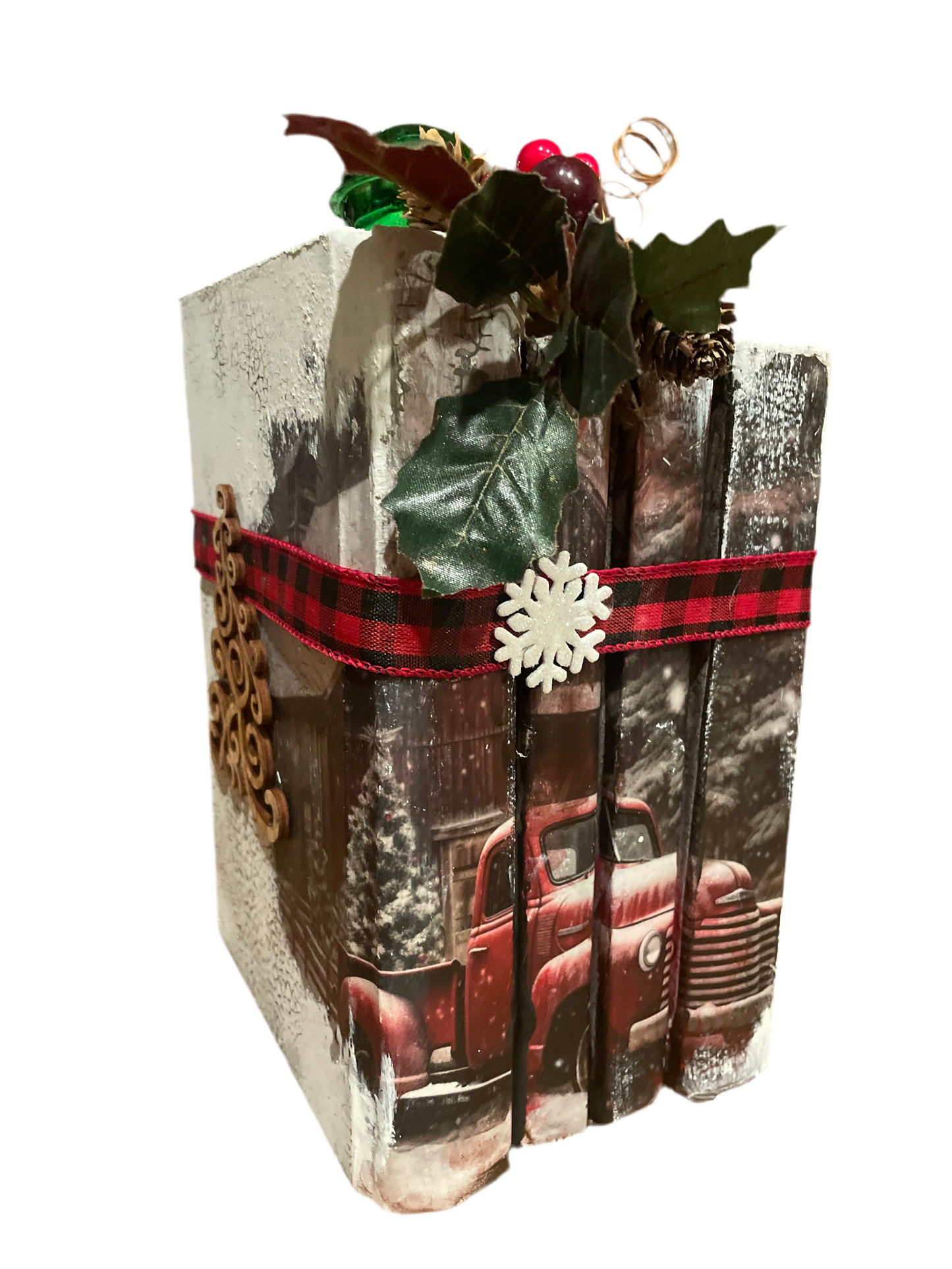 Christmas Decoupage Book Decor