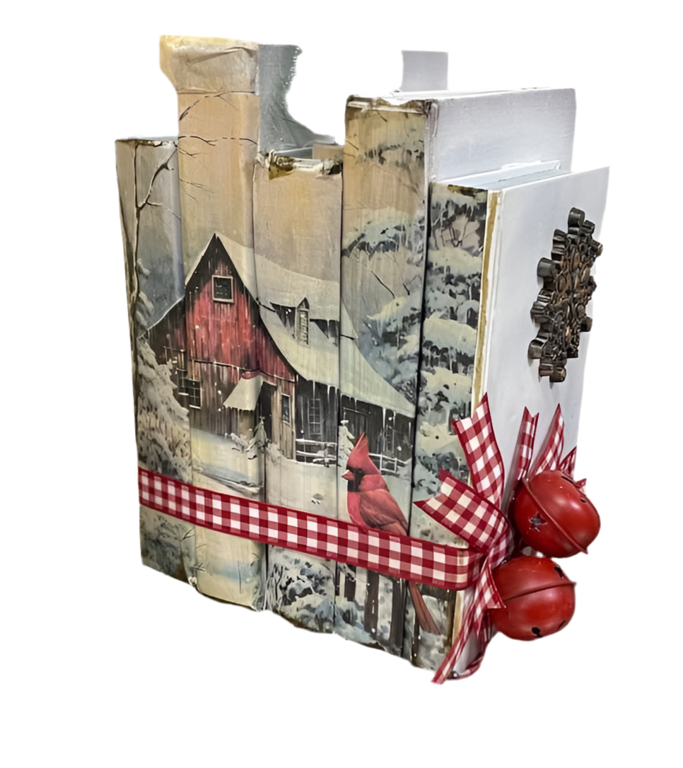 Christmas Decoupage Book Decor