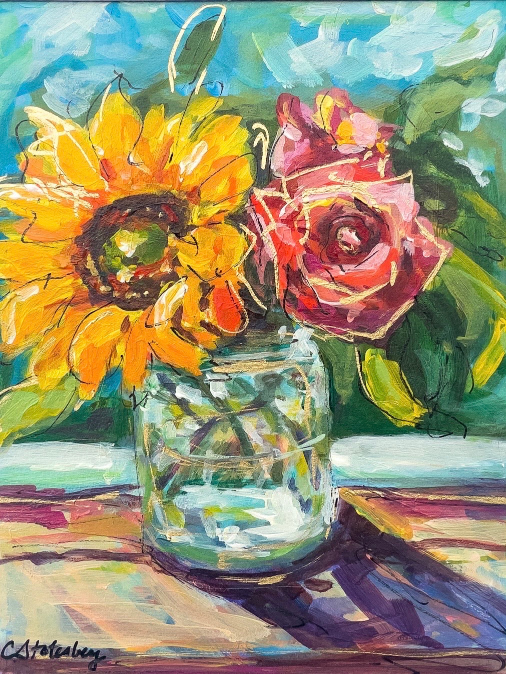 Print - matted & Framed - Floral Sunflowers