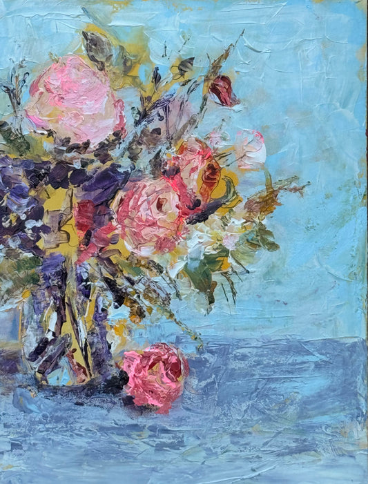 Morning Blooms - 9x12 on canvas panel - framed