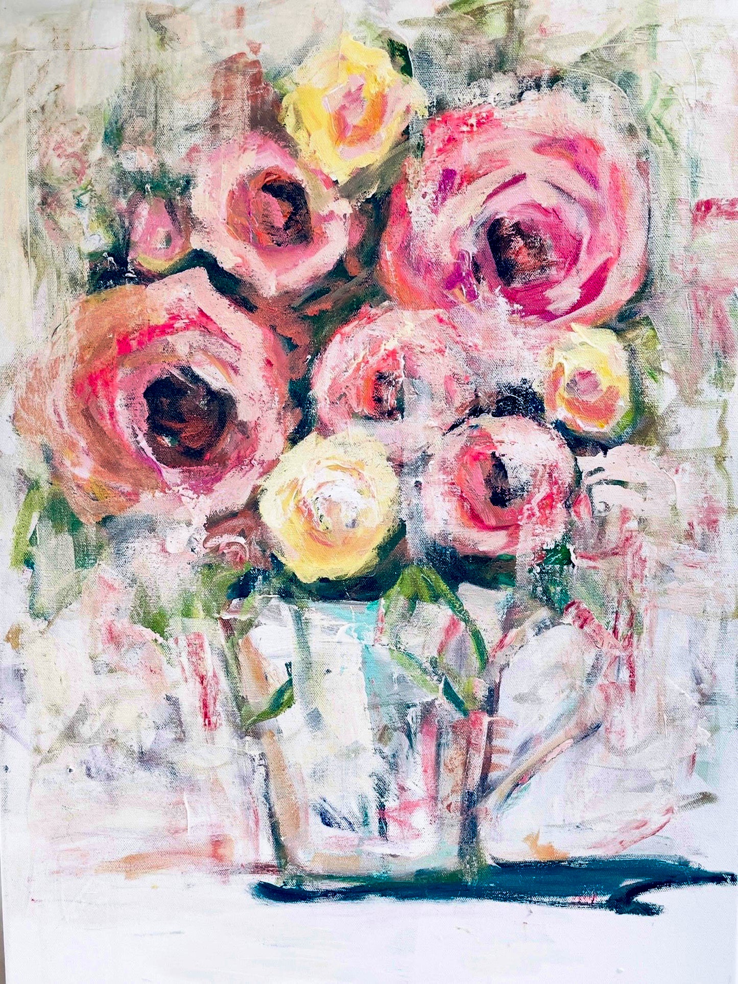 Fleurs Vintage - 8x10 matted - hand painted print