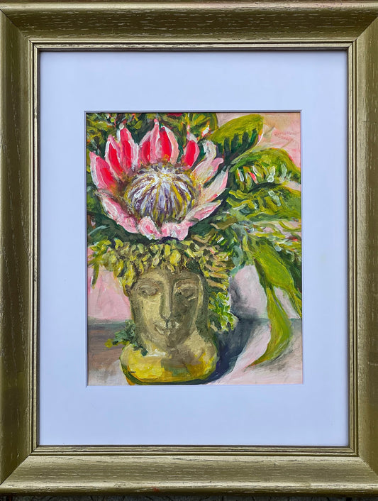 Flower Head -14 x16-framed -oil