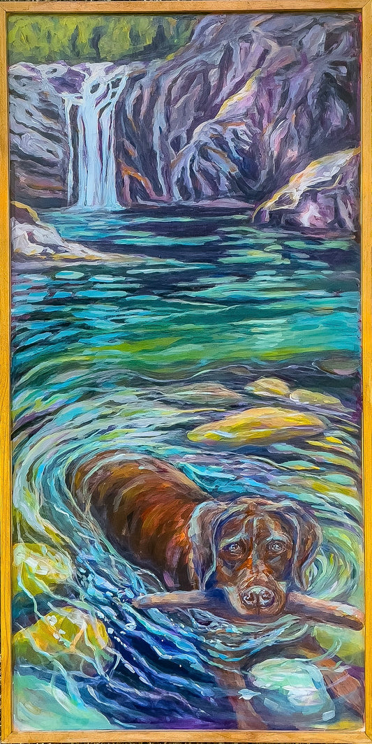 Go Fetch! 24 x 48 acylic on wood panel