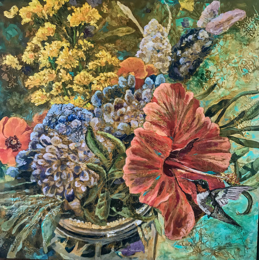 Hummers & Hibiscus- 5x7 notecard