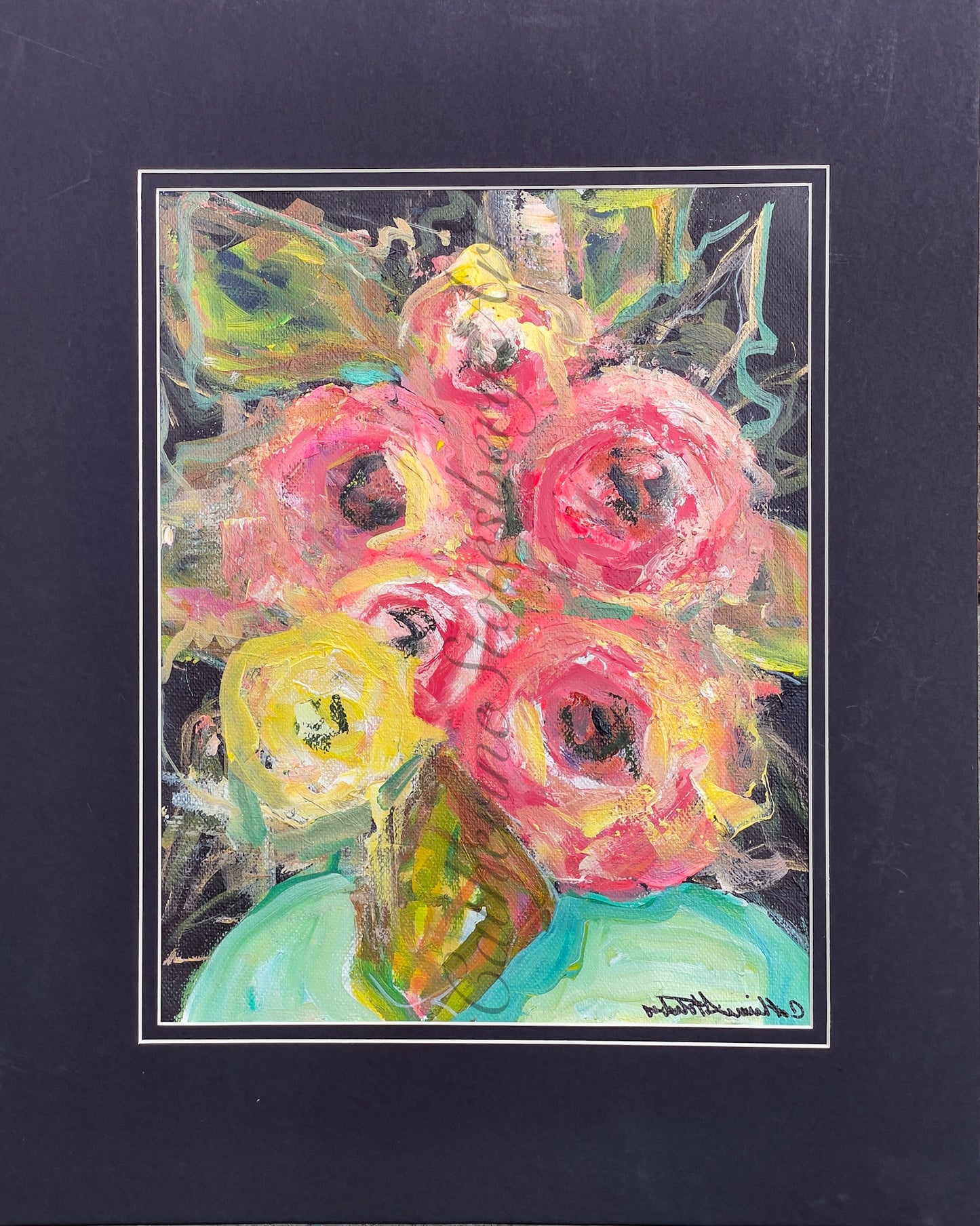 Turquoise Vase Bouquet - 16x20