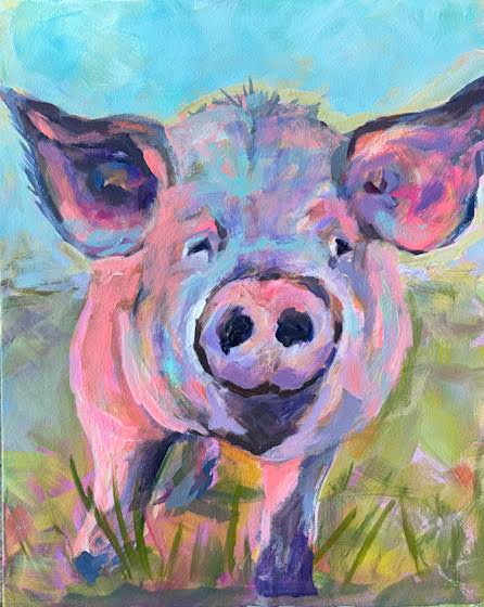 Acrylic Painting - Pig - Funky Farm Animal